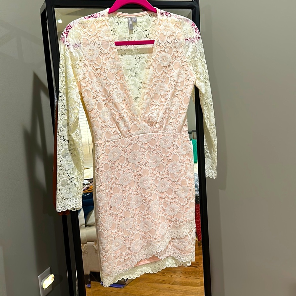 Cream lace mini dress